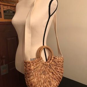 Gap straw clutch/shoulder bag